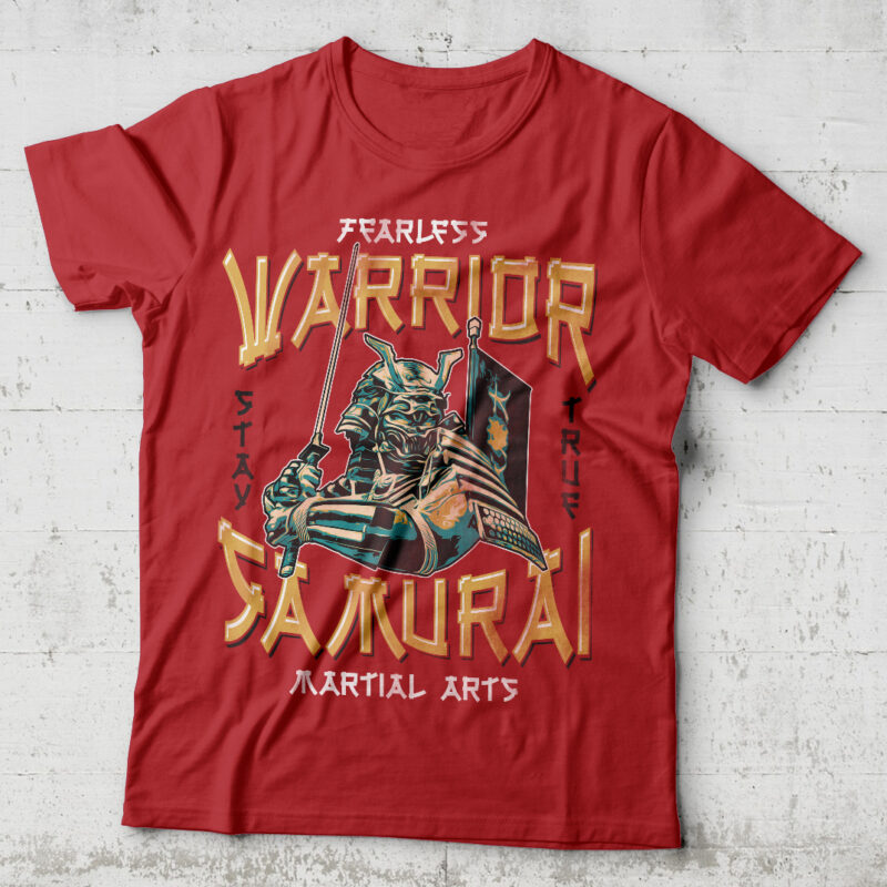 Fearless Warrior. Editable t-shirt design.