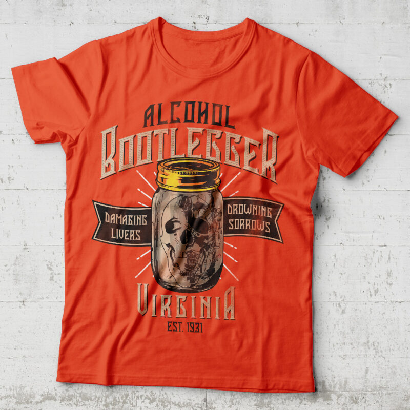 Alcohol Bootlegger. Editable t-shirt design.