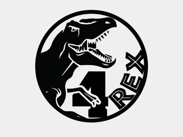 Four rex birthday t rex dinosaur editable tshirt design