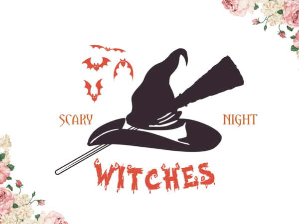 Scary night witches halloween gift diy crafts svg files for cricut, silhouette sublimation files t shirt template vector