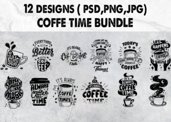 Coffe time bundle big sale 12 designs drawn