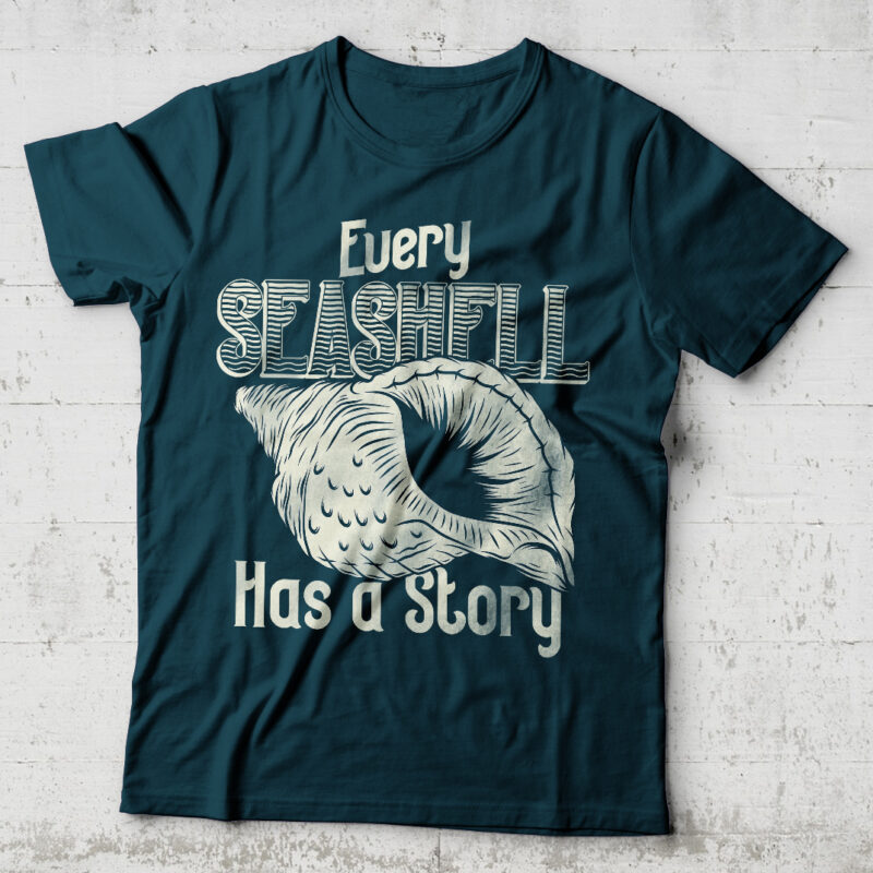 Seashell. Editable t-shirt design.