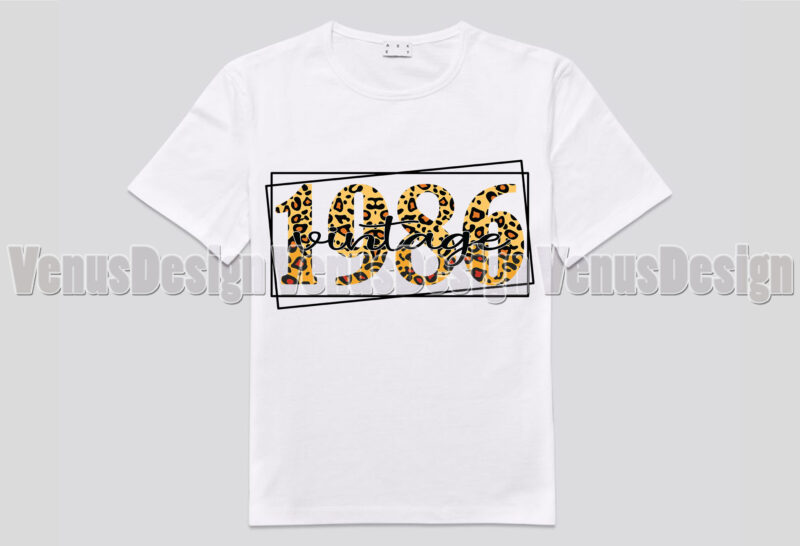 Vintage 1986 Leopard Print Editable Tshirt Design