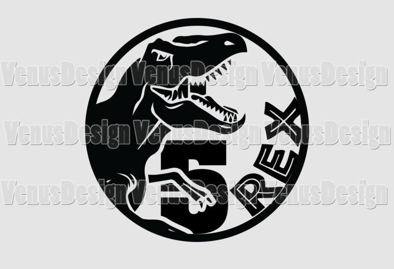 Five Rex Birthday T Rex Dinosaur Editable Tshirt Design