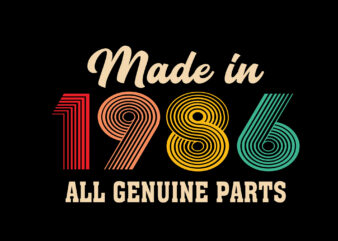 Made In 1986 All Genuine Parts Editable Tshirt Design