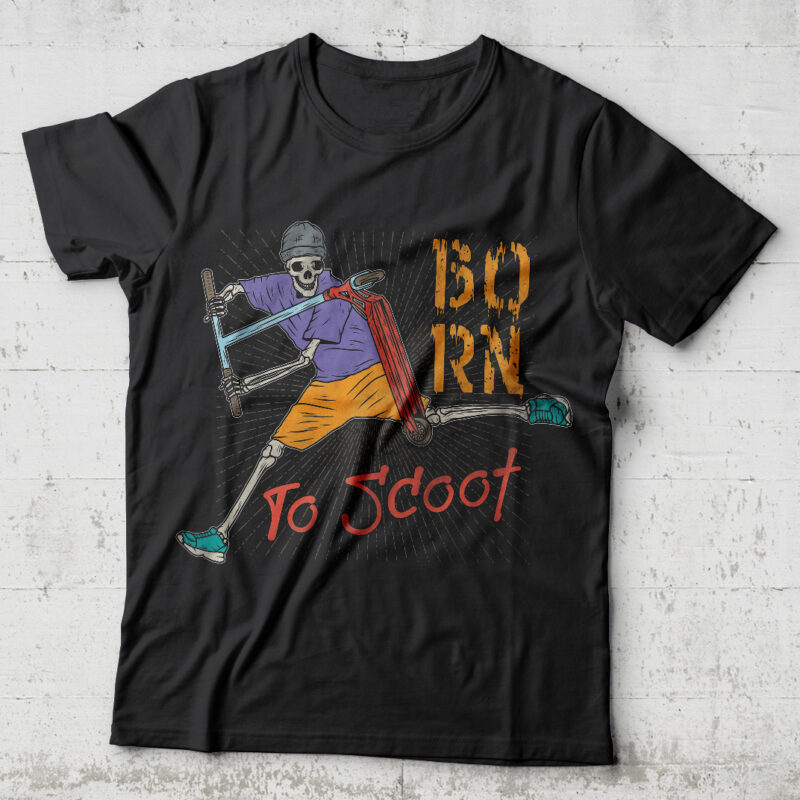 Born To Scoot. Editable t-shirt design.