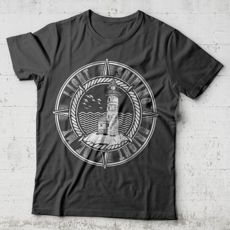 Lighthouse. Editable t-shirt design.