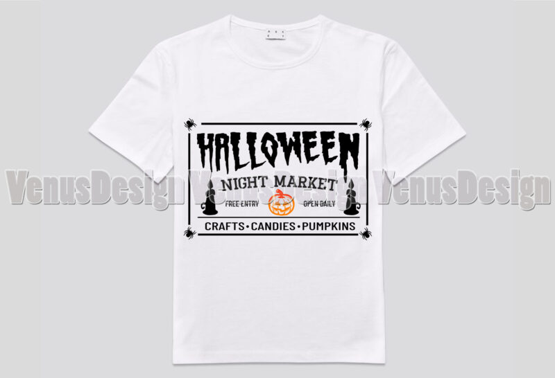 Halloween Night Market Sign Svg Editable Design