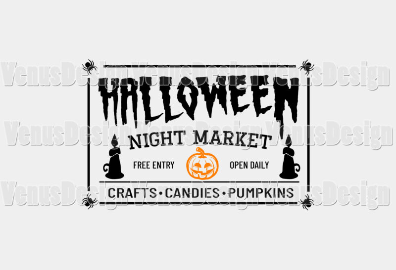 Halloween Night Market Sign Svg Editable Design