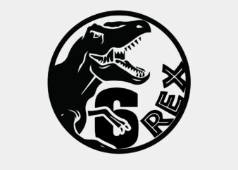 Six Rex Birthday T Rex Dinosaur Editable Tshirt Design