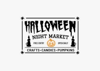 Halloween Night Market Sign Svg Editable Design