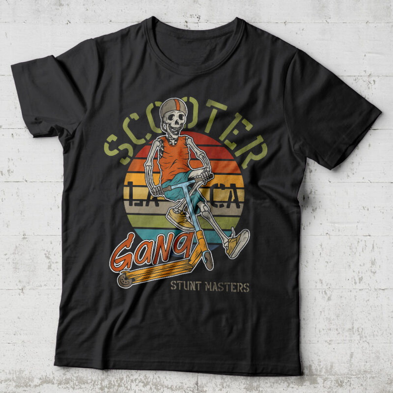 Scooter Gang. Editable t-shirt design.