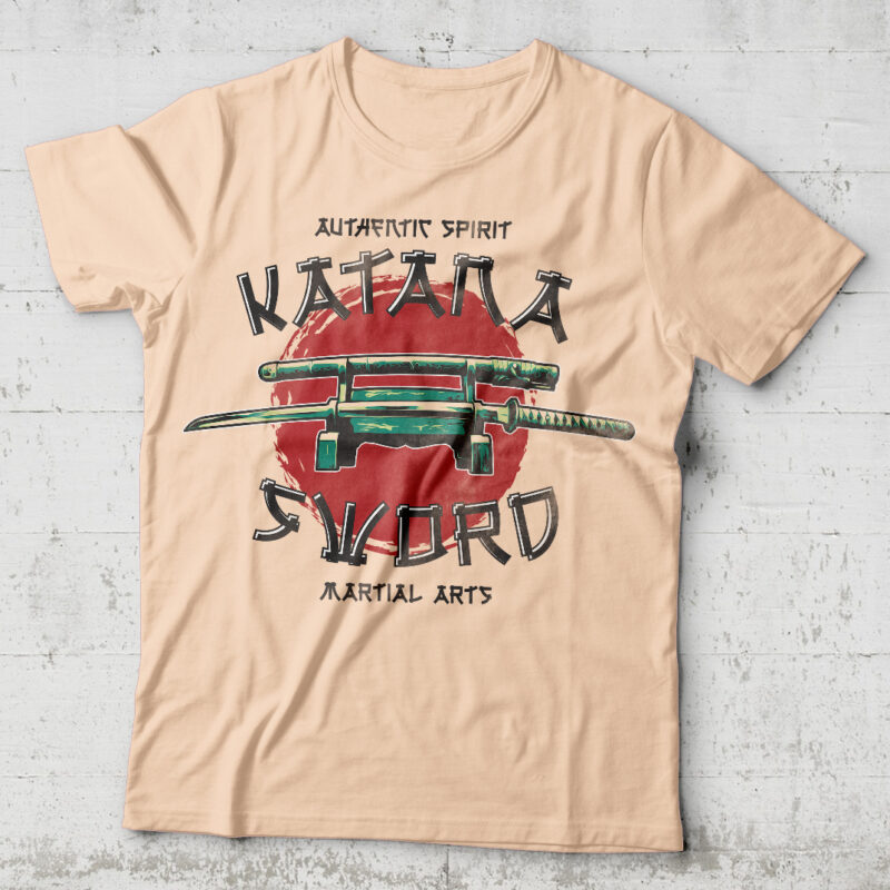 Katana Sword. Editable t-shirt design.