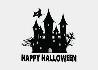 Happy Halloween Haunted House Editable Tshirt Design