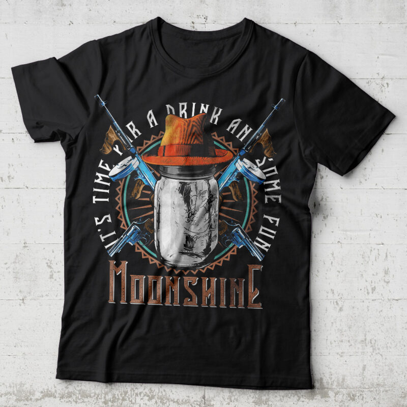 Moonshine. Editable t-shirt design.
