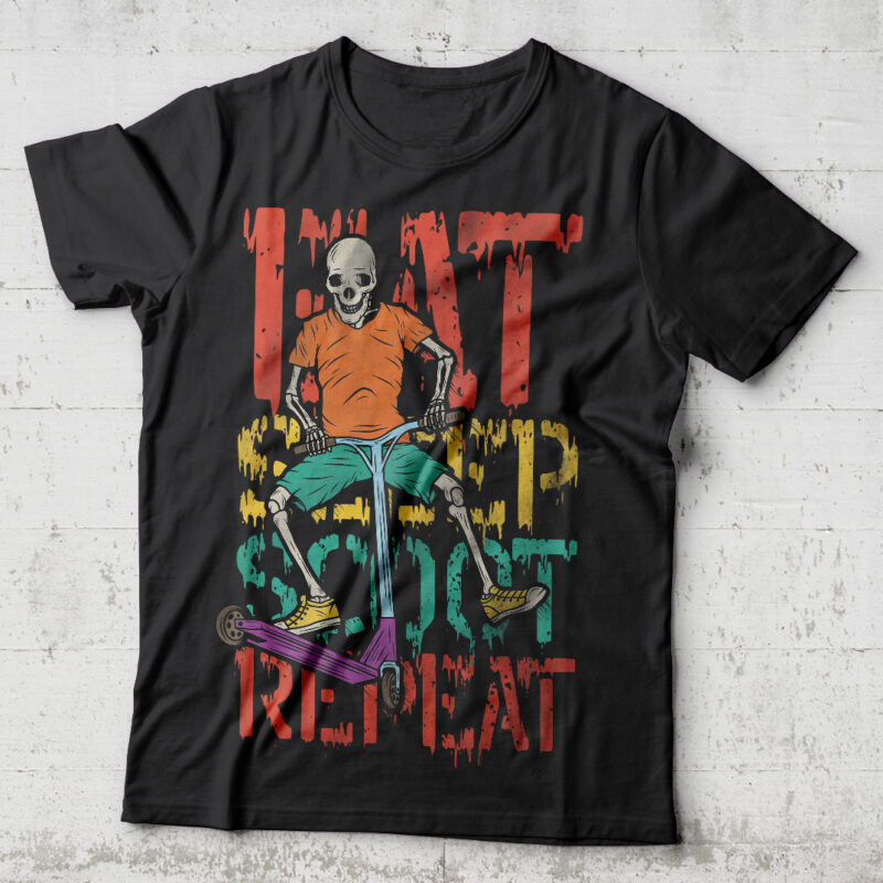 Eat Sleep Scoot Repeat. Editable t-shirt design.