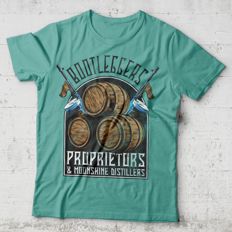 Proprietors and moonshine distillers. Editable t-shirt design.
