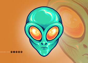 Alien Head Cartoon Mascot Illustrations