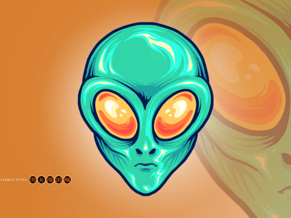 Alien head cartoon mascot illustrations t shirt vector