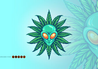 Alien Tropical Weed Marijuana Leaf t shirt vector