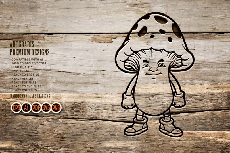 Mushroom Cartoon Character Silhouette
