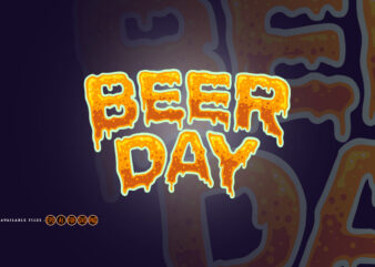 Beer Day Typography Font Effect t shirt template