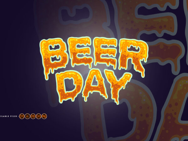 Beer day typography font effect t shirt template