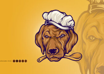 Pet Chef Dog Food Mascot t shirt illustration