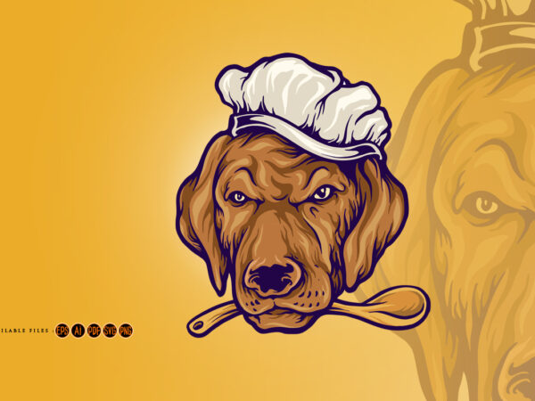 Pet chef dog food mascot t shirt illustration