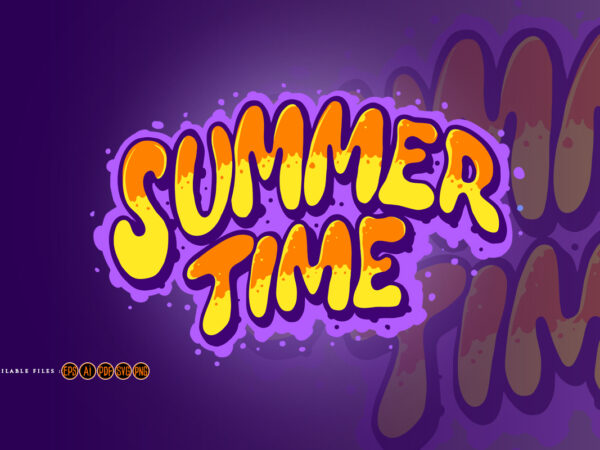 Summer time typeface hand drawn t shirt template vector