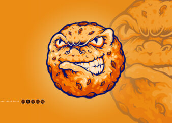 Biscuit Chocolate Logo Angry Cookies Mascot