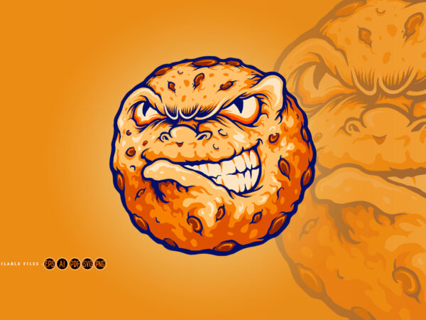 Biscuit chocolate logo angry cookies mascot t shirt template