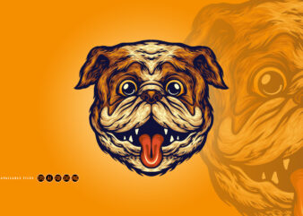 Funny Pug Head Dog Mascot