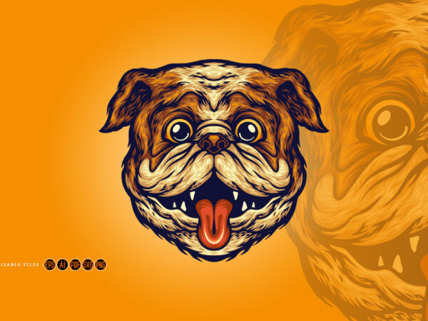 Funny pug head dog mascot t shirt graphic design