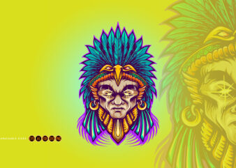 Aztec Indian American Warrior t shirt vector