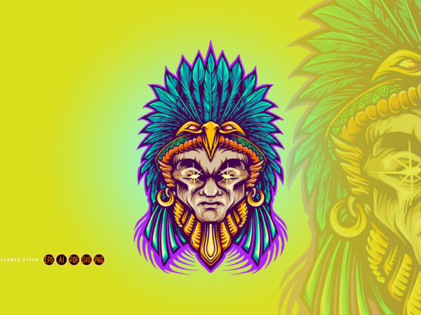 Aztec indian american warrior t shirt vector