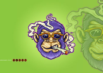 Cool Monkey Stoner Cannabis Smoking t shirt vector file