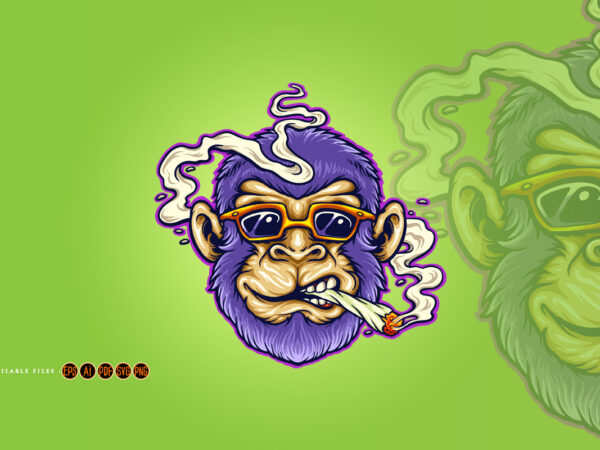 Cool monkey stoner cannabis smoking t shirt vector file