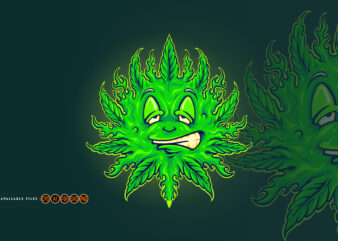 Green Weed Emoji Sun Mascot