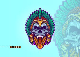 Aztec Indian Death Skull Tattoo t shirt vector