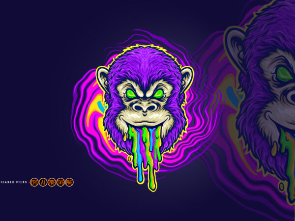 Monkey trippy psychedelic mascot t shirt designs for sale
