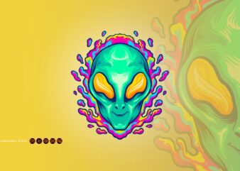 Head Alien Smile Trippy Illustrations