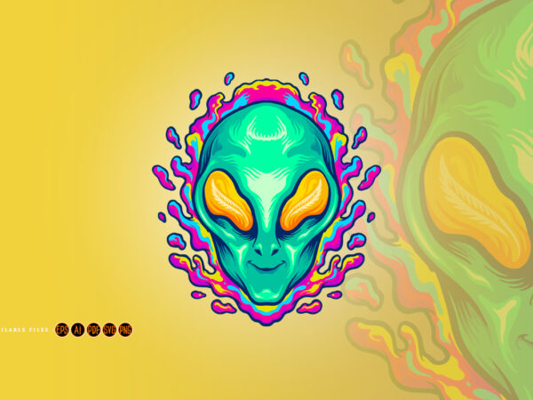 Head alien smile trippy illustrations graphic t shirt