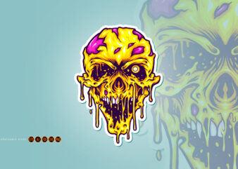 Head Yellow Zombie Horror Illustrations