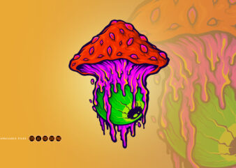 Red Fungus Eye Melt Mushrooms Mascot t shirt design online