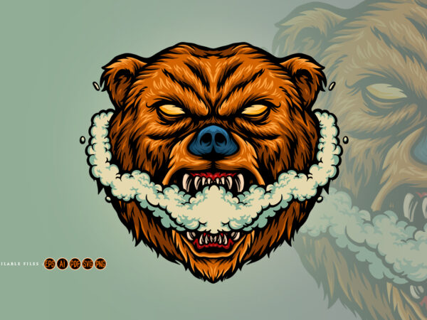 Bear smoking vape grizzly illustrations t shirt template