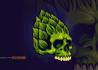 Hop Brewery Beer Skull Mascot Illustrations graphic t shirt