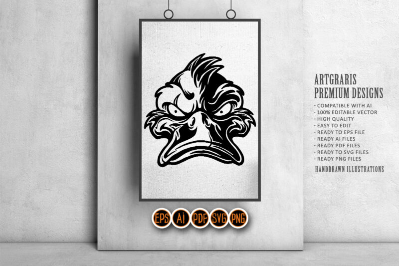 Bad Duck Clipart Black and White Mascot