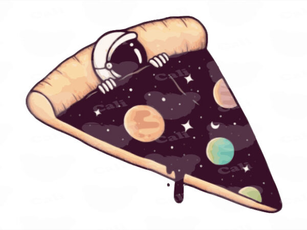 Astronaut pizza t shirt vector