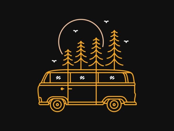 Summer van journey t shirt template vector